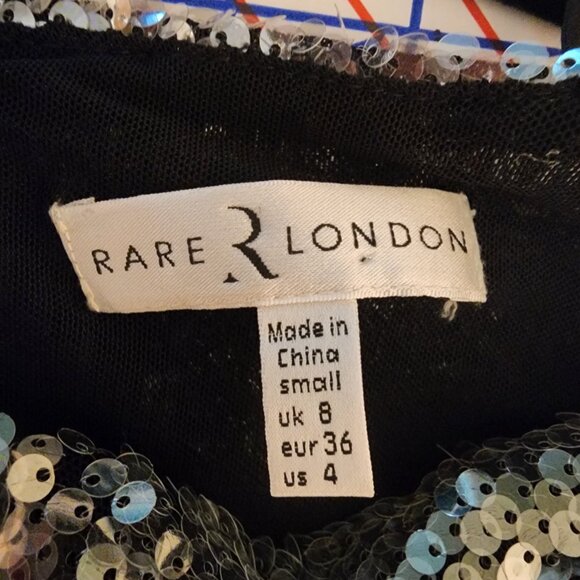 Rare London Silver Sequin Cupped Mini Dress Size 4 Missing Sequins - Picture 6 of 11